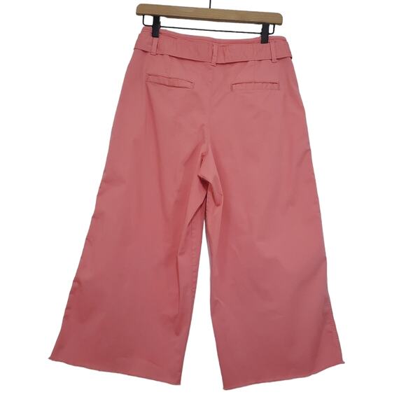 Gap | High-Rise Wide Leg Crop Tie Waist Twill Pants Raw Hem - Picture 2 of 13